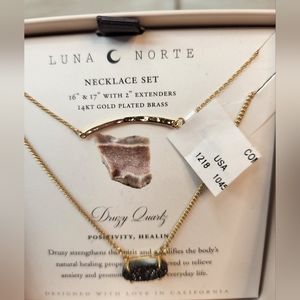 Luna Norte Druzy Quartz necklace set for positivity and healing
